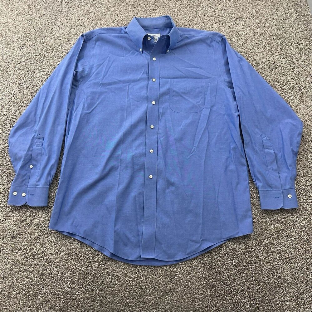 Vintage Brooks Brothers 346 Shirt Mens 16.5-34/35 Medium Blue Button Up Classic